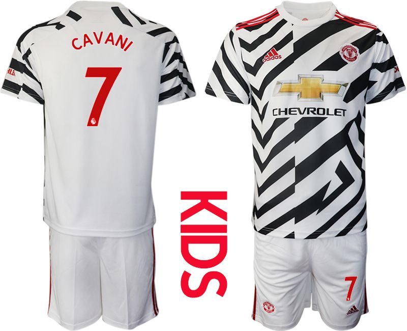 Youth 2020-2021 club Manchester united away #7 white Soccer Jerseys